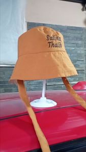 TOPI BUCKET WIDE CUSTOM BORDIR NAMA DAN LOGO SUKA SUKA topi bucket selebgram aksen tali BUCKET MUSLIMAH CEWE
