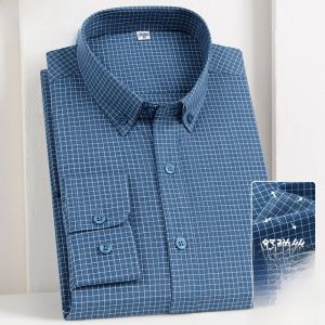 HENGYUANXIANG | Iron-Free Anti-Wrinkle Long Sleeve Shirt Mens Autumn Business Classic Small Grid Pattern High End Dad Shirt Standard Fit Youth Fashion