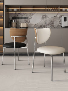 Stainless Steel Dining Chair For Home Italian Accessible Luxury Solid Wood Dining-Table Chair Fancy Chinese Style Restaurant Armchair