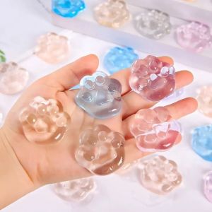 5/10/20PCS Kawaii Cat Paws Sticky Squeeze Toys Soft Realistic Jelly Glitter Cat Paws Transparent Squeeze Toys Kids Adult Gifts