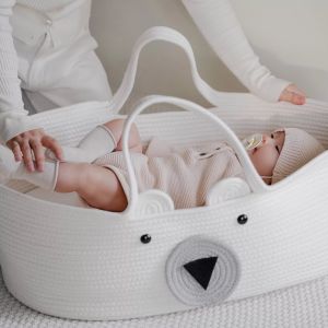 Cotton Rope Sleeping Moses Basket Bassinet Crib for Newborn Baby