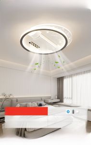 Modern Leafless Fan Ceiling Light Bedroom Room Lamp Simple Rollers Silent with Spotlight Iron Artistic Top Mount Lighting