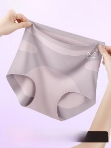 Miiow | High Waist Abdomen Control Ice Silk Triangle Panties Womens Seamless Shaping Underwear Breathable Comfortable Youth Summer Briefs