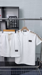 Set đồ thun nam thêu chữ phối viền có túi chất liệu thun xốp dập vân FROM DÁNG THOẢI MÁI MÙA HÈ