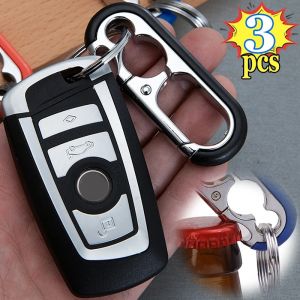 3pcs Multi-function Buckle Bottle Opener Stainless Steel Key Ring Pendant for Men Outdoor Carabiner Climbing Keyfob Keychain Hook Accessories