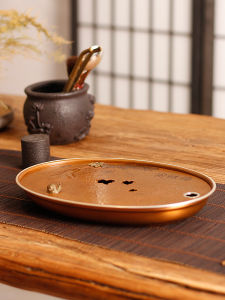 XINLONGTANG | Pure Copper Silver-Edged Auspicious Pattern Tea Tray
