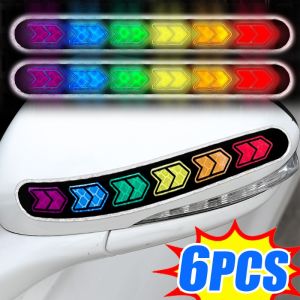 2/6pcs Car Colorful Reflective Warning Sticker Bumper Rearview Mirror Door Anti-collision Protection Sticker Car Body Scratch Covering Decals