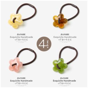 Frosted Flower Hair Ties Elastic Hair Bands Korean Style Simple Versatile Hair Accessories for Bun And Tail Fresh Outlined