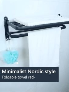 Manuyama Towel Rack: Hanging Holder & Space-Saving Aluminum Bathroom Organizer