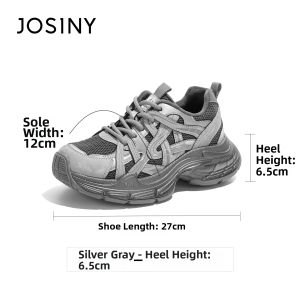 Josiny | Faux Fur Lined Thick Sole Platform Shoes Increase Height Lightweight Casual Sneakers