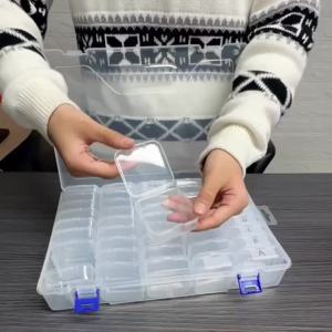 Multi-Size Transparent Bead Storage Box — 15 20 or 45 Compartments (Flexible Selection) — Hinged Dustproof Lid — Mini Organiz