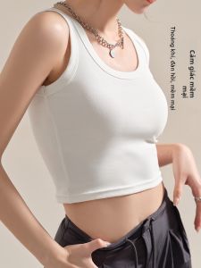 MiiOW | Áo ba lỗ dây màu trắng MiiOW dành cho nữ mùa hè Áo khoác ngoài che mông áo ngắn hở bụng mặc trong đa năng thoải mái thoáng khí