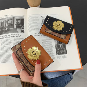 Retro Versatile Short Wallet for Women 2025 New Style Multi-Card Slot Coin Purse Folding Design Nail Head Decoration Personality