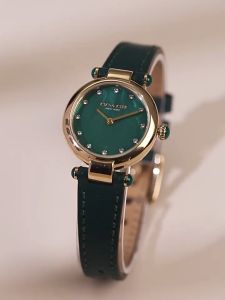 CH CASS carriage classic tea rose cowhide rectangular small square stone watch for women