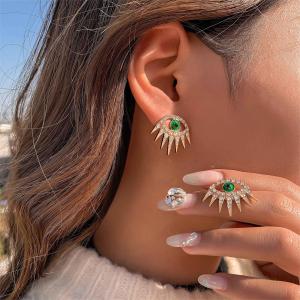 Trendy Ethnic Sunlight Shape Evil Eye Drop Earrings for Women Vintage Luxury Statement Crystal Earings Piercing Jewelry Gifts