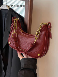 Clever&Ketch Retro Underarm Bag Womens Fashionable Single Shoulder Chain Bag New 2025 Stylish Trendy PU Leather Handbag