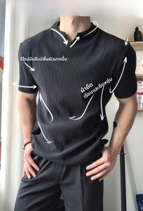 เสื้อยืดคอวีแขนสั้นผ้าไหมน้ำแข็งทรงหลวมสำหรับผู้ชาย ทรงฮันนี่ เสื้อผ้าทำงานฤดูร้อน ทรงหลวม แขนสั้น คอวี เสื้อผ้าทำงาน