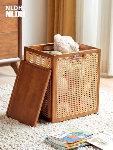 NALANDUOHAO | Rattan Basket with Lid Large Capacity Wheels