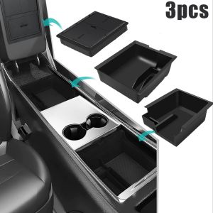 3PCS Armrest Hidden Storage Box for Tesla Model 3 Model Y 2021 2022 Center Console Organizer Model3 2021 2022 Accessories ABS