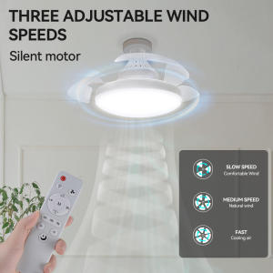E27 socket Invisible fan light home Led ceiling lamp ceiling fan with light living room retractable fan blades GarageKitchen