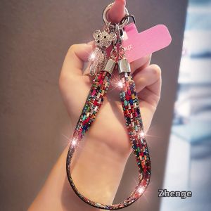 ZHENGEGE | Luxury Crystal Bear Charm Phone Wrist Strap