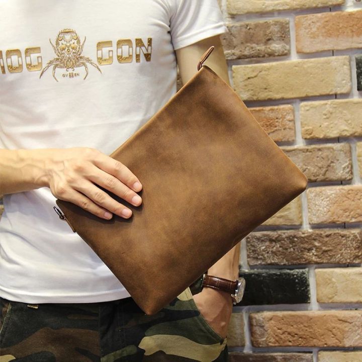 Pouch Bag Pria Wanita - Tas Tangan Asli Kulit Sapi - Handbag Kulit - Clutch Bag Kulit - Tas Kulit