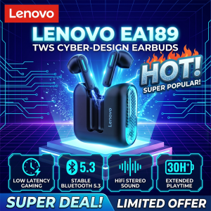 Lenovo | Lenovo New EA189 Bluetooth 6.0 True Wireless Earbuds ENC In-Ear Buds Earphones Low Latency Headphones for Gaming Long Endurance