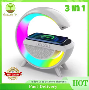 NEW RGB Wireless Charger Lamp 3 in 1 Bluetooth Speaker FM Radio Alarm Clock LED Colorful Night Light For Gaming Room Decor Wireless High Definition Audio Surround Sound.