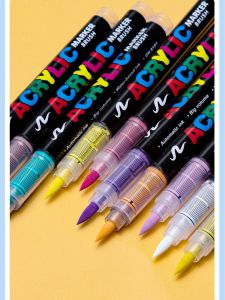 Waterproof Acrylic Marker Pen Direct Liquid Soft Tip for DIY Guka Human Graffiti Drawing Non-bleed Color Business Supplies