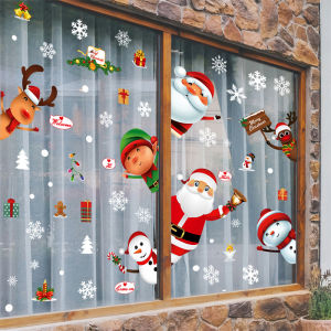 Christmas Wall Stickers Window Decal Santa Claus Snowflake Elk Glass Sticker PVC Window Sticker Merry Christmas Decor For Home
