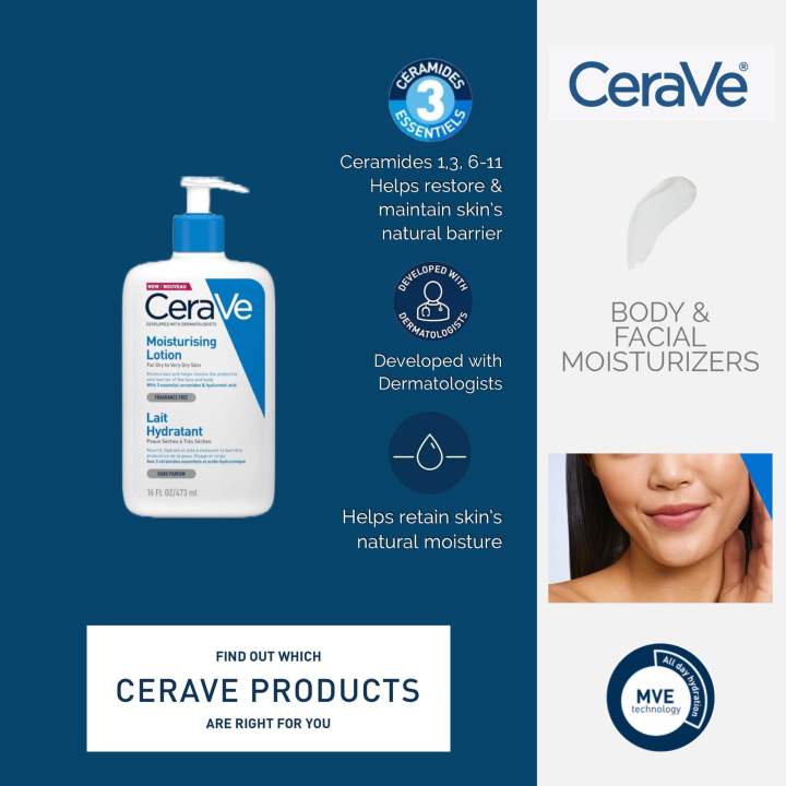 CeraVe Moisturising Lotion Lait Hydratant (16 FL oz/473ml) | Lazada PH