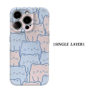 Potdemiel | Aurea Case Matte Bumper For Magsafe Case For iPhone 18 17 16 15 14 Plus 13 Pro Max Shockproof Hard PC Pastel Cat Doodle Cover