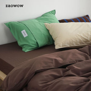 Made Bedroom Zwow Four Seasons Contrast Color Double Needle Maillard Brown Green 60 Long Velvet Washed Cotton Accessible Luxury Four-Piece Set