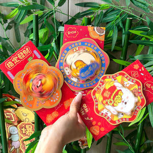 Creative Rotating Red Envelope Chinese Style Luck Money Bag 2025 New Year Red Packet Cartoon Lucky Red Envelope CNY Angpao