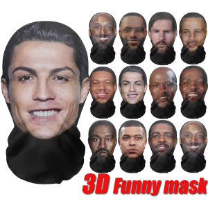 Halloween 3D Seamless Full Face Mask Funny Printed Head Scarf Hip Hop Balaclava Ice Silk Sunscreen Mask Stretch Mesh Cosplay