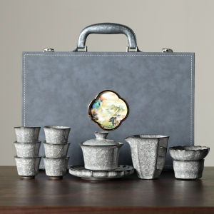 ชุดชาฮกเกิ้งสไตล์จีน ชุดชาฮกเกิ้งแบบมือทำสุดหรูพร้อมกล่องของขวัญ เครื่องดื่มชาแบบชาฮกเกิ้งพร้อมถ้วยและแก้ว