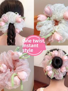 DUBAO | Flower Mesh Bow Hair Scrunchies