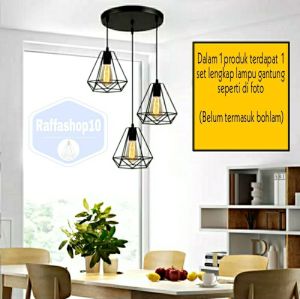 1 Set cabang 3 lampu hias diamond / lampu gantung hias