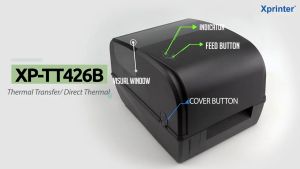 Printer Barcode Transfer Thermal Xprinter TT426B USB LAN BLUETOOTH TT-426 TT 426B Ribbon Wax 110x300 Cetak Stiker Label Nama Harga Barang A6 110mm