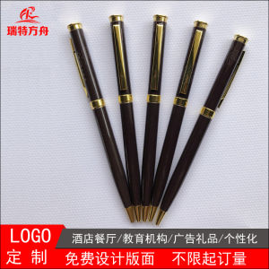 High-End Metal Ballpoint Pen Customizable with Hotel Logo Rotating Neutral Pen Business Writing Tool Black Blue Ink Non-Erasable