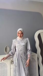 TERBARU KARIN DRESS BAHAN SILK MIX BRUKAT GAMIS TILLE BRIDESMAID SERAGAMAN BURGUNDY M L XL XXL BISA COD