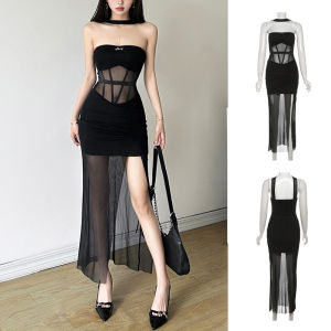 Mùa Hè Gợi Cảm Cộc Tay Không Tay Bất Đối Xứng Viền Bèo Bọc Viền Đầm Cao Vòng Eo Ôm Vừa Vặn Nữ Đầm Không Đều Thiết Kế Phong Cách Nhóm Nữ Cảm Giác