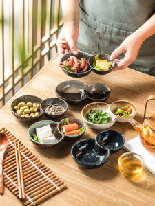 Japanese Style Creative Ceramic Divided Bowl Dining Utensils Sub-Mother Dish Seasoning Bowl Sushi Bowl Sauce Dish