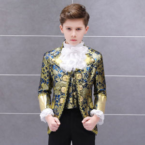 3PCS Tuxedo Set For Boy Retro European Court Dress Childrens Day Performance Dress Prince Charming Stage Children Suit