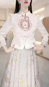 Fashionable Floral Print Half Skirt Set Slimming Spring Autumn New Style Womens Clothing Korean Style Two-Piece Ensemble