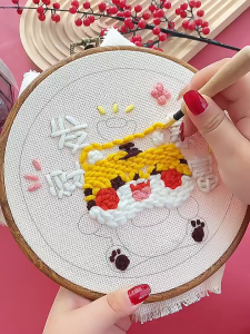 หมัดเข็มชุดเริ่มต้น DIY หัตถกรรมของขวัญวงกลมกระต่าย Hooking เริ่มต้นชุดหมัดเข็มชุดเย็บปักถักร้อยชุดเย็บปักถักร้อยปักครอสติเริ่มต้นชุดสำหรับผู้ใหญ่