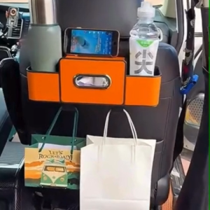 อุปกรณ์จัดเก็บของในรถยนต์หลังเบาะนั่งหลายฟังก์ชันพร้อมถาดพับได้ ที่วางแก้วและช่องวางโทรศัพท์ - สแตนด์วัสดุ ABS ที่เข้ากับทุกรถยนต์สำหรับอาหาร น้ำและอุปกรณ์ - การติดตั้งง่ายสำหรับการจัดเก็บของในรถยนต์