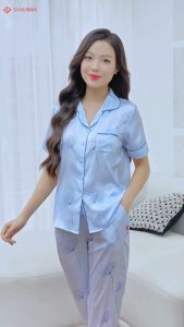 Đồ Bộ Nữ Bộ Pijama SANDBOX Tay Ngắn Quần Dài Chất Lụa Latin Cao Cấp Mềm Mịn Họa Tiết Thiết Kế Phối Màu - BPC25006