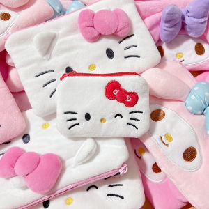 Cute Kitty Stuffed Fabric Toy Coin Purse Melody Cosmetics Bag Polka Dot Bows Gift