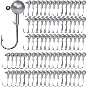 100pcs/lot Jig Head Fishing Hooks 1/32 1/16 1/8 Oz Round Ball Jig Head Fishhook Soft Worm Fishing Accessories Fishing Supplies